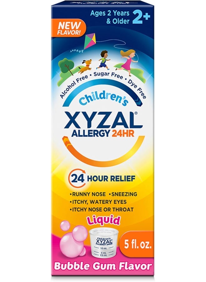 Xyzal Children's Oral Solution, 5 fl. oz., 24-Hour Allergy Relief for Kids, Bubble Gum Flavor - Image 1
